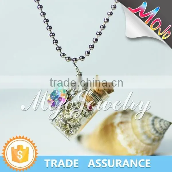 Wish Bottle Necklace Charm Necklace With Natural Stone Pieces In Bottle Quality Choice