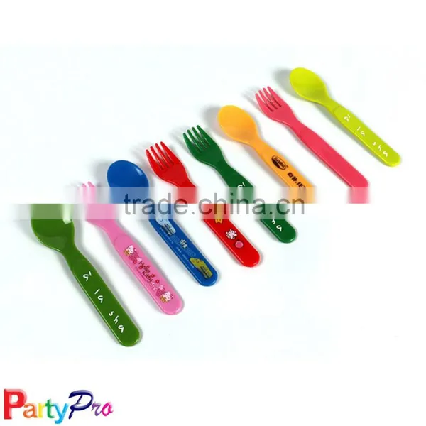 High Quality Baby Products Colorful Plastic Spoon & Fork Set photo-4