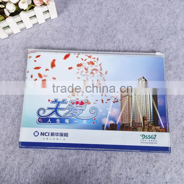 Business Promotion a4 Plastic Pvc Zipper Document Bag Slide Zip Lock Plastic Bag Pvc Plastic Zipper File Bag photo-2
