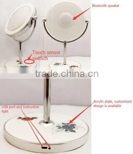 1000mAh Lithium Battery Music Table Makeup Led Lighted Mirror photo-4