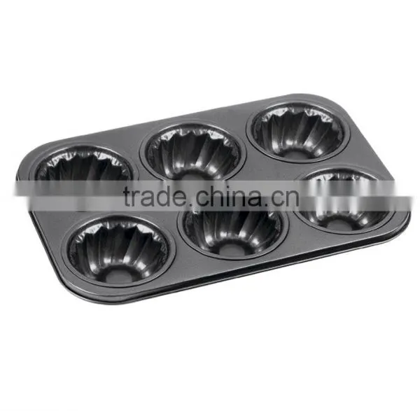 LFGB Approved Carbon Steel Non-stick Cake Pans of Muffin Pan With 6 Cups photo-4