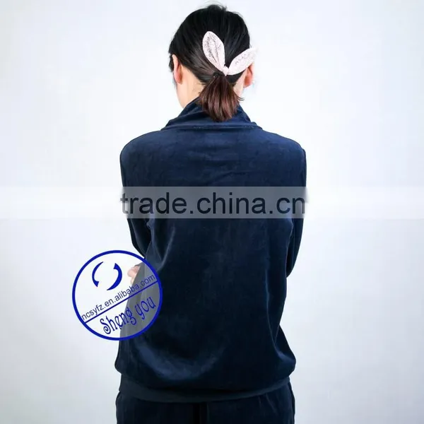 Custom Women Long Sleeve Stand Collar Velour Zipper Sport Wear Hoodies Sweastshirts Wholesale Quality Choice photo-3