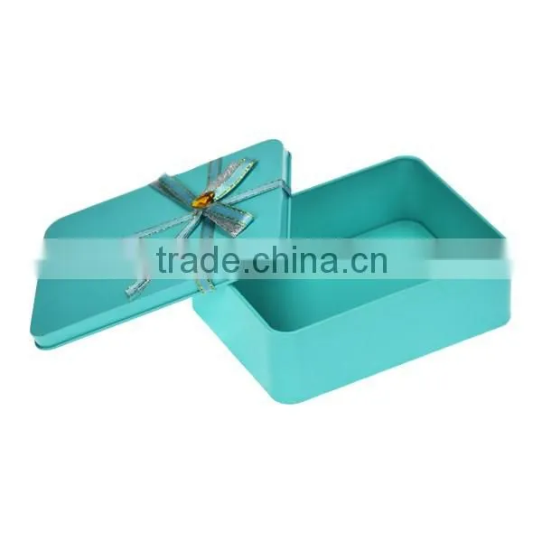 Fancy Metal Candy Tin Box With Butterfly Tie Lable