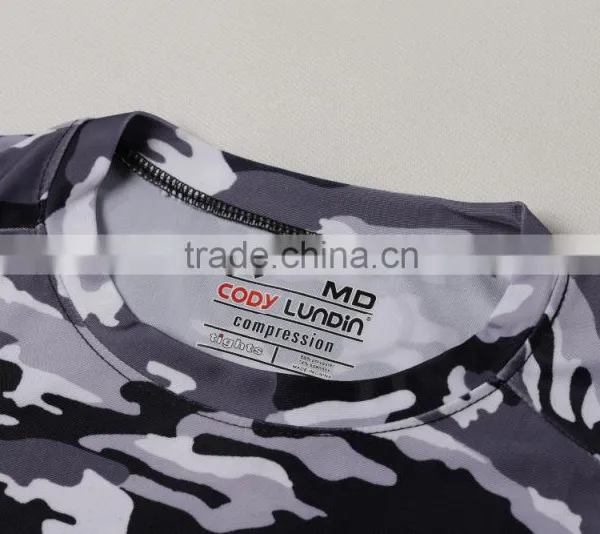 Crew Neck Sublimation Camouflage T-shirt Fitness Compression Sports Camo t Shirt photo-4