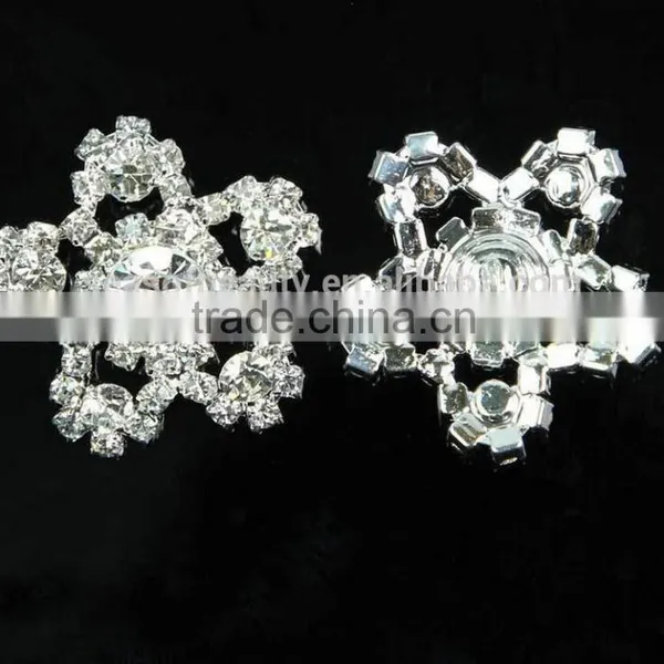 Bling Silver Flower Rhinestone Button Shank RNK179Y photo-2