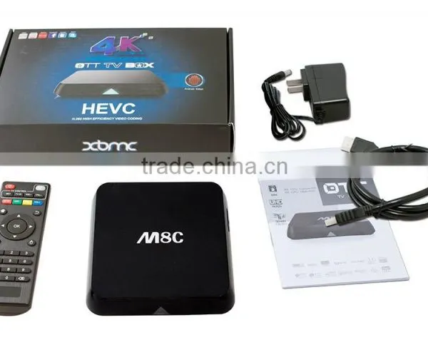 Quad Core Android TV Box M8c With Andriod 4.4 Amlogic S802 2.0Ghz 1GB 8GB Bluetooth m8 Ott tv Box