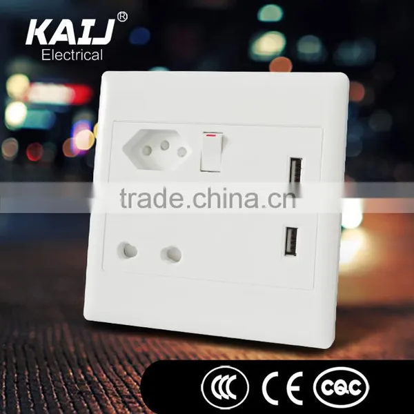 Wall Mounted Double Usb Port Single Gang Wall Electric Switch Socket photo-3