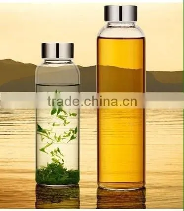Clear Heat-resistant Sale of Cheap Glass Bottles With Stainless Steel Cap photo-4