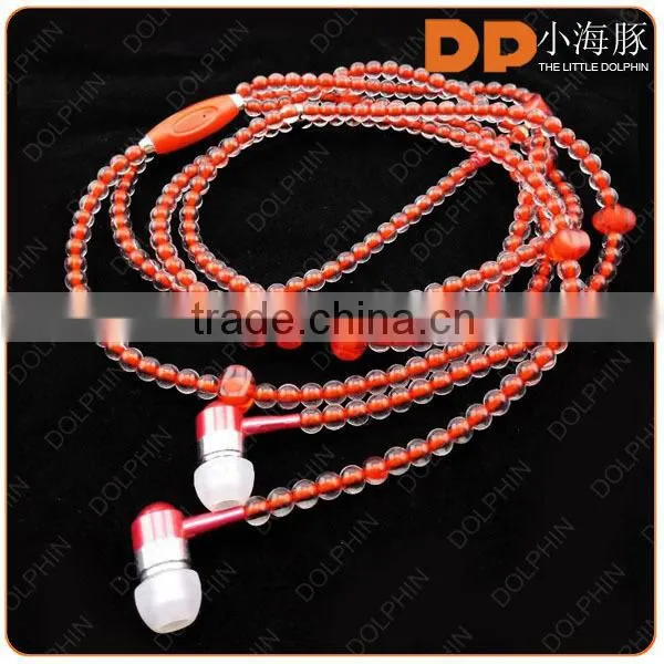 Fashion Design Selling Bead Eearphones Necklace Headphone With Mic for Woman Gift photo-5