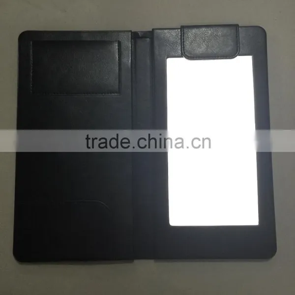 2016 hot sale restaurant leather menu cover led visual presenter