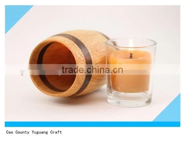 Small Pine Wooden Barrel for Packing Glass Candle Holder photo-5