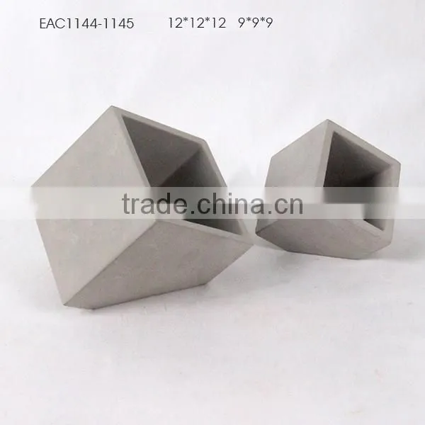 Cube Slant Flower Pot, Concrete Plant Pot, Flowerpot With Hole on the Bottom photo-2