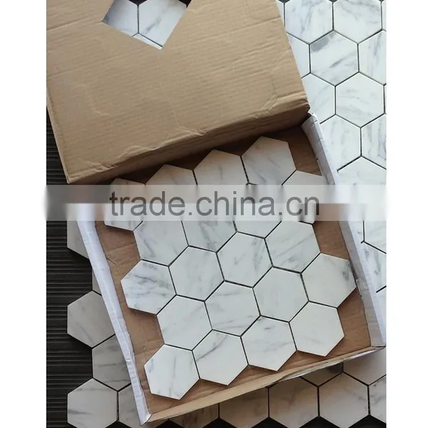 MM-CV253 Premium House Decorative Natural Hexagon White Marble Mosaics photo-2