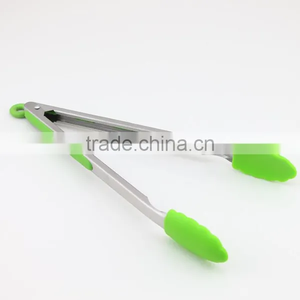 Fresh Green Silicone Stainless Steel Cooking Tongs Kitchen Tools photo-3