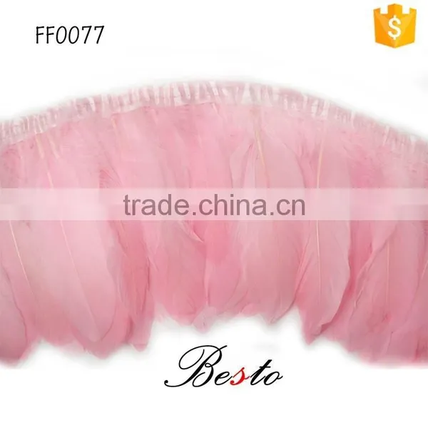 Bulk Dyed Light Pink Goose Feather Trimmings for Garment Accessories photo-2