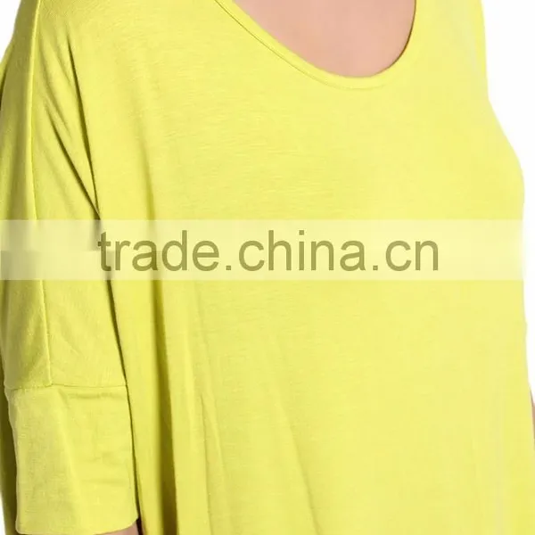 Fashion Woman Oversized Jersey Tee Short Sleeve Draped Solid Jersey Tunic Top Loose Fit Tee T-shirt Women Top Tee photo-6