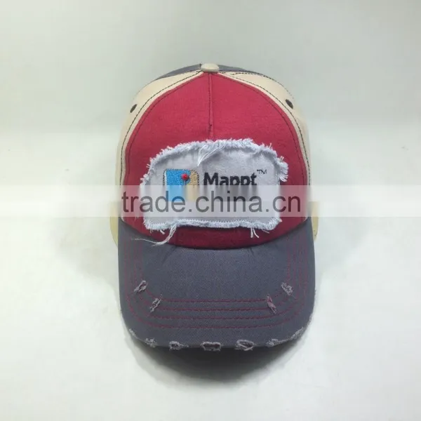 Custom Embroidery Patch Washed Distressed Baseball Cap photo-2