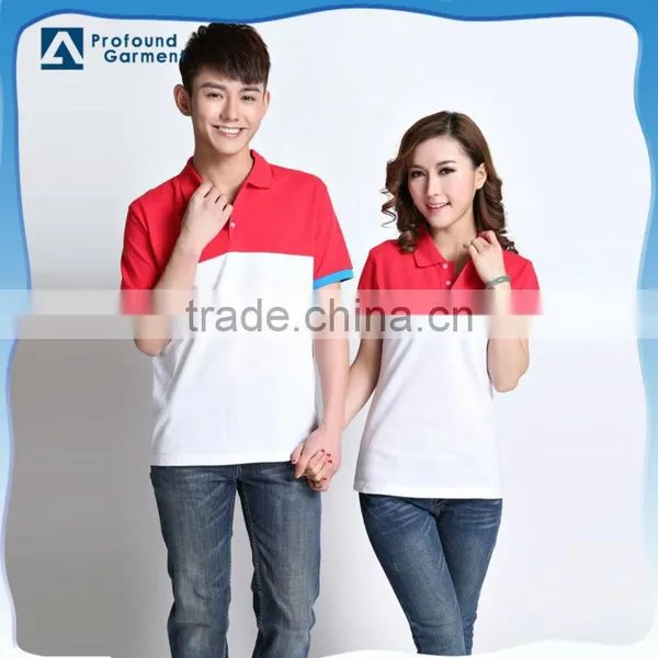 Latest Fashion Polo Design Two Tone Color Cute Couple Polo Shirt