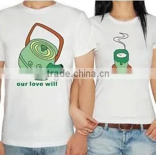 White/gray Color Short Sleeve O-neck Cotton Couple Bulk Wholesale Unisex T-shirts photo-2