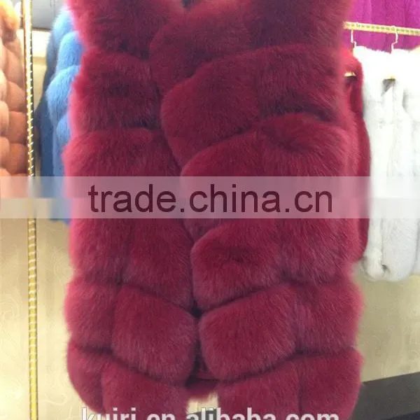 2015 Fashion Lady Natrual Fox Fur Vest Women's Real Full Fox Fur and Leather Winter Overcoat Girl's Outerwear Fur Vest Coat photo-6