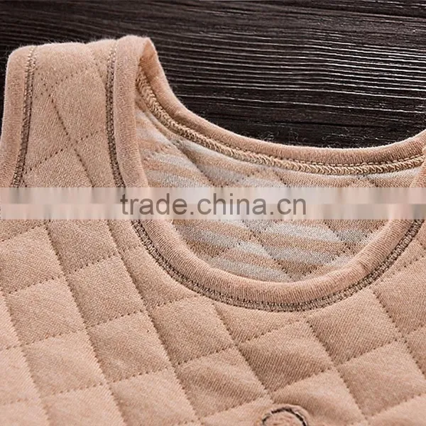 Winter Warm Soft Baby Rompers Sleeveless Natural Colored Cotton Unisex Babysuit photo-3