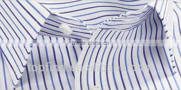 100% Cotton Classic Fit Stripe Long Sleeve Mens Shirt Pocket Style for Oem photo-3
