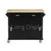 Solid Rubber Wood Black Spoon / Bowl Storage Cart For Kitchen
