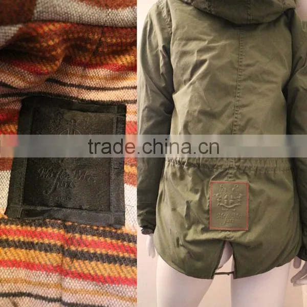 Army Green Coat 100% Cashmere Coats Lined With Hooded Jacket Faux Fur Coat for Sale photo-2