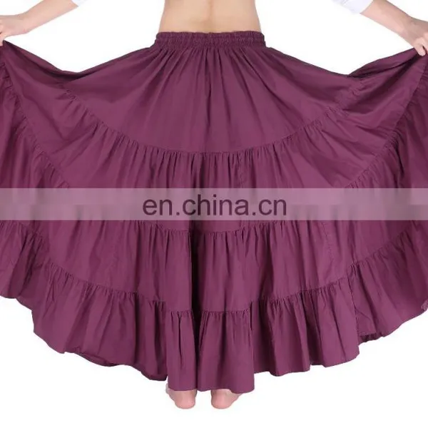 Belle Poque Women's Solid Wine Red Color Wide Hem Cotton Maxi Skirt Long Skirt BP000207-2 photo-5