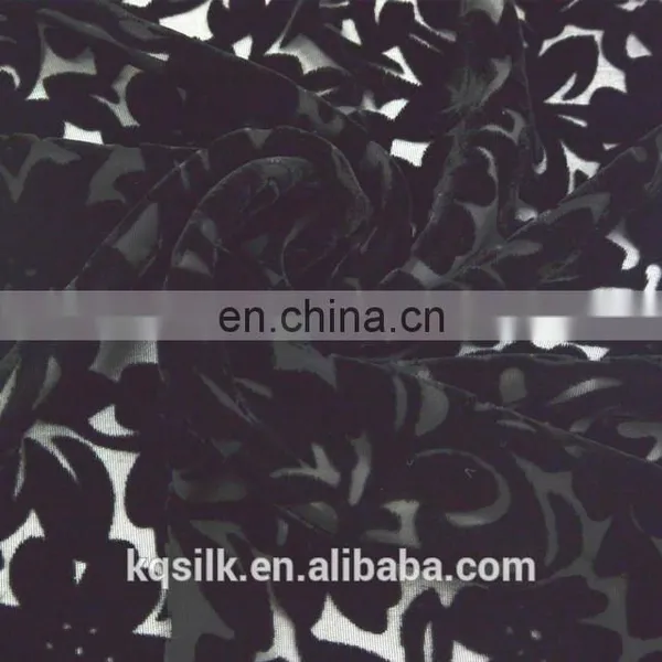 Plain/solid Color Burnout Silk Rayon Velvet Fabric With Hollow Out Pattern photo-2
