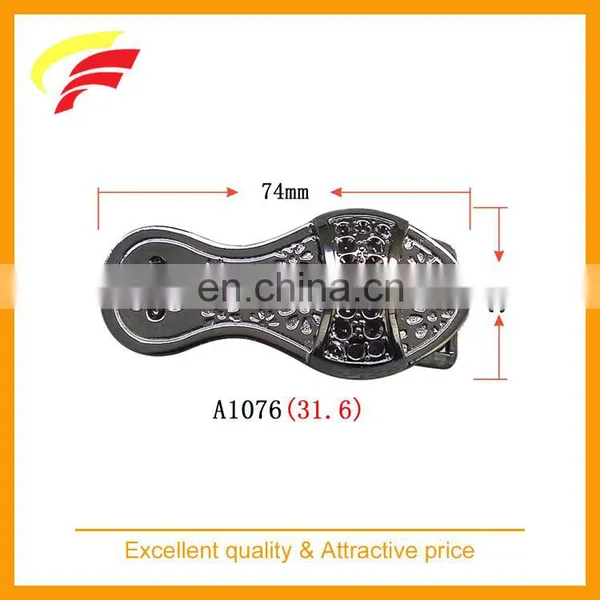 Zinc Alloy Shoe Shaped Rhinestone Clamp Belt Buckle photo-2