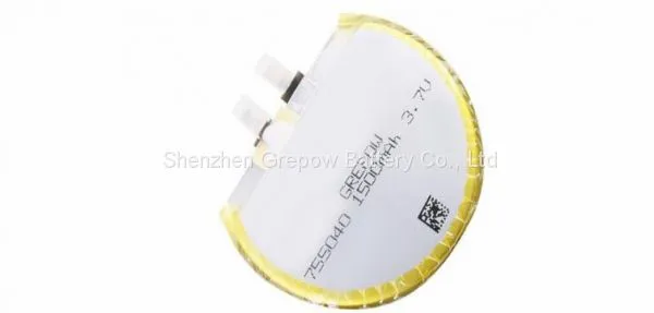 Grepow 1500mAh 3.7V Round Shaped Lipo Battery 7550040