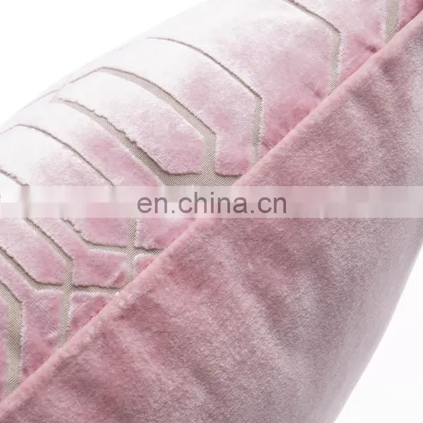 Wholesale High Quality Pink Geometric Cut Velvet Cushion Cover Pillow Cases photo-5