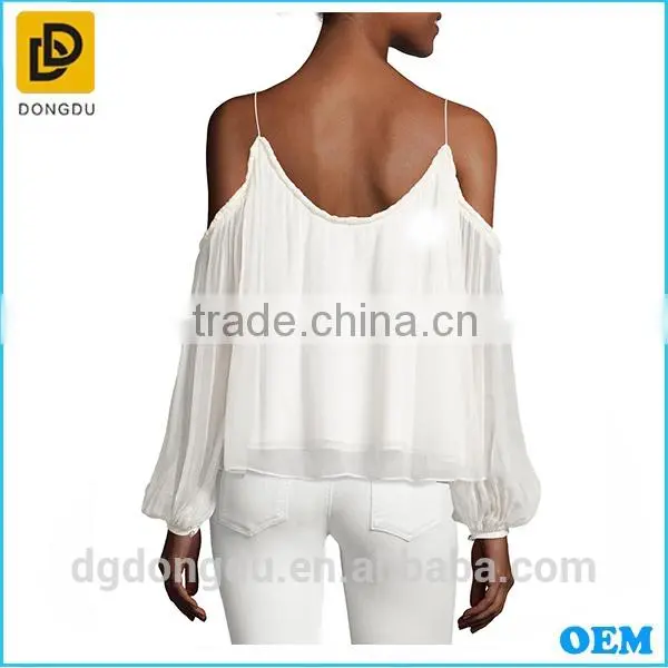 2016 Fashion Design Latest Summer Lady Blouse Cold-Shoulder Blouse photo-3