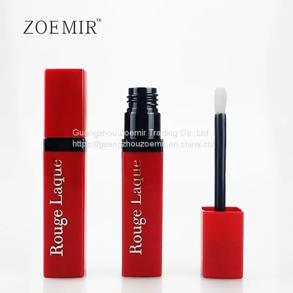 2021 Red Lipgloss Tube Square Custom Logo Private Printing Lip Gloss Packaging