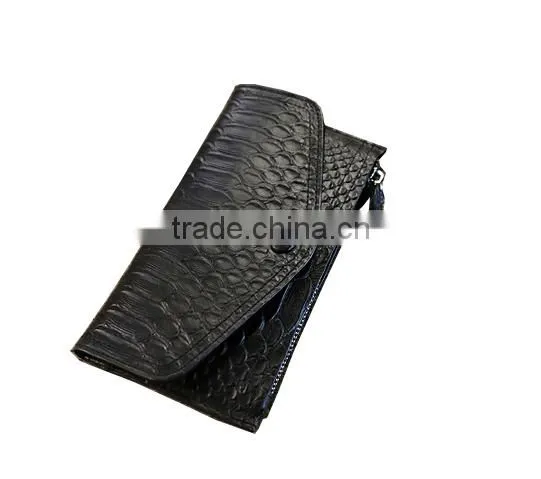 Luxury Genuine Snake Skin Leather Cow Leather Ladies Bifold Clutch Wallet Cheque Book Holder Wallet photo-2
