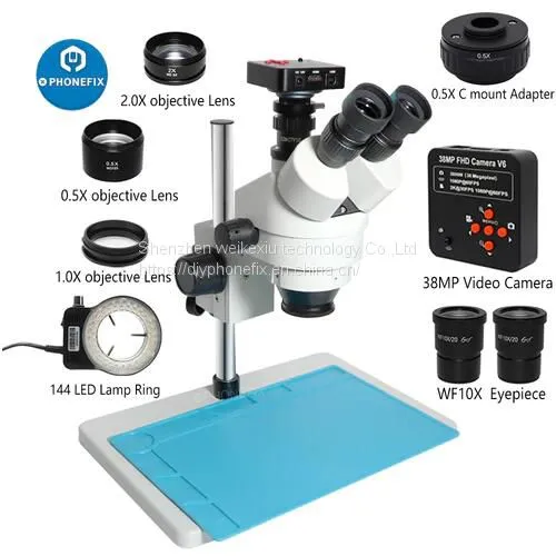 Industry 3.5X-90X Simul-Focal Trinocular Stereo Microscope for PCB Repair photo-2