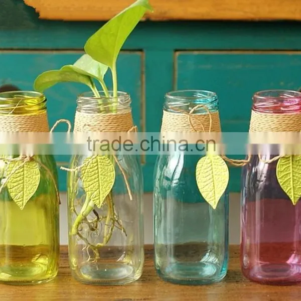 Glass Vase With Rope Wrapped.colored Small Glass Vases photo-5