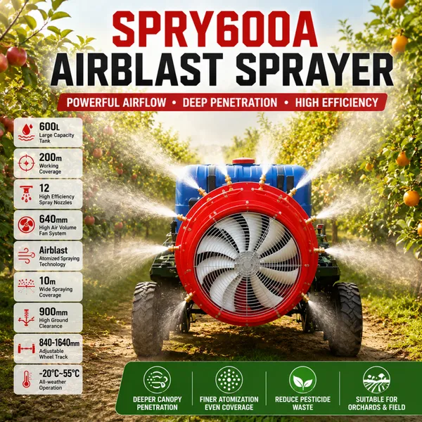 Agricultural Airblast Sprayer Machine 600L Tank With Wireless Remote Control Dual Brushless Motors SPRY600A