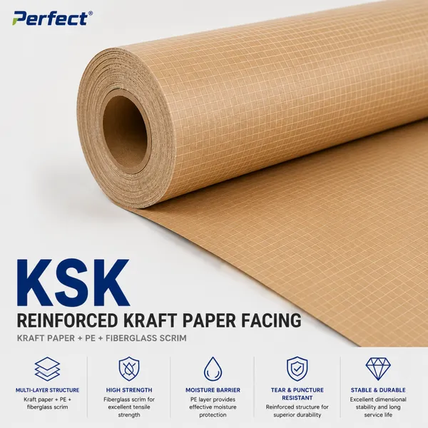 Tear Resistant Reinforced Kraft Paper Facing for Building Insulation Jacketing