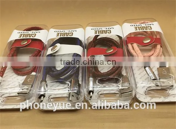 High Quality Colorful Metal Leather Usb Cable With Retail Package photo-2
