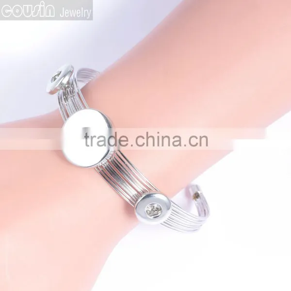 Mixed Styles Bangle Metal Snap Button Jewelry Charm Rhinestone Styles Bangle SZ0010 photo-3