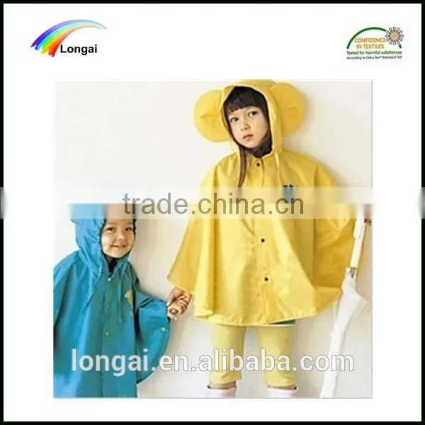 Kids Wholesale PU 100% Waterproof Raincoat Poncho photo-4