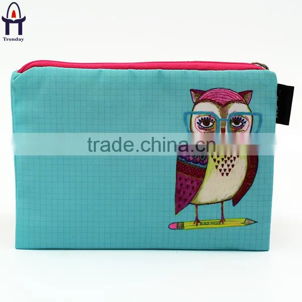 Customized Printing Polyester Canvas Cosmetic Bags Zipper Closure Makeup Bags photo-3