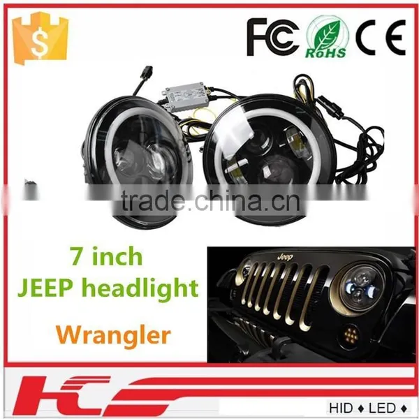 Jeep Headlight White 7 Inch Flash Angle Eyes For Jeep Wrangler