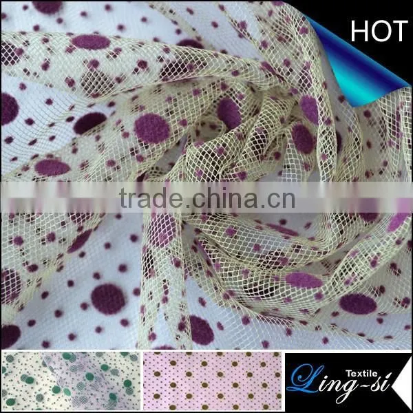 Polyester American Tulle Flocking Fabric for Dress DSN515