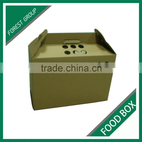 POPULAR USE FOOD INDUSTRY CORRUGATED BENTO PACKING SHIPPING CARTONS WITH HANDLE AND HOLES photo-3