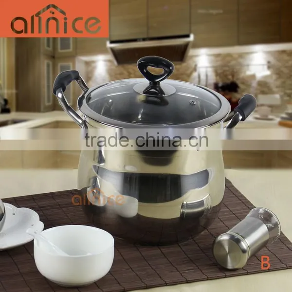 NEW Belly Shape 22cm Stainless Steel Hot Pot With Glass Lid and Bakelite Handle With Capacity 8 QT Stew Pot photo-6