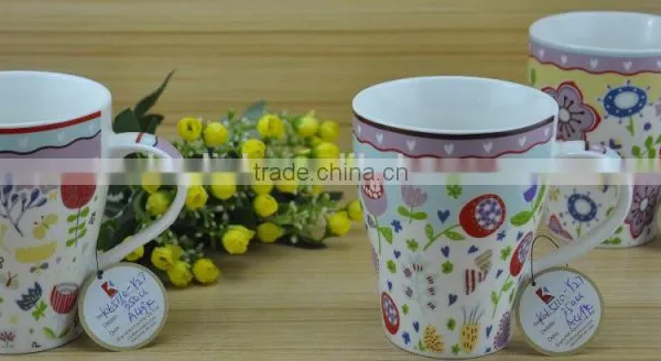 11OZ Flowers Decal Printed Coffee Cups, Shiny Surface New Bone China Mug, KL5004-348 photo-6