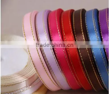 Golden Metallic Edge Single Satin Ribbon